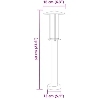 vidaXL Wegeleuchten 3 Stk. Silbern 60 cm Edelstahl