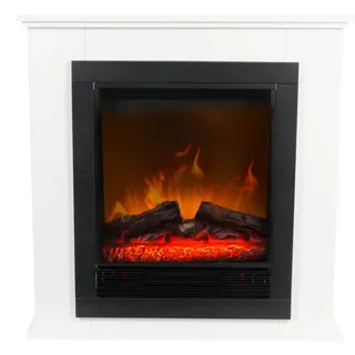 Classic Fire Lugano Elektrokamin mit Heizung – Elektroheizung 1800W - Kaminofen mit Heizung, Schalttafel und Timer - Elektroherd mit LED-Flammen - Freistehend - Weiß