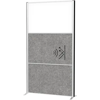 MAUL Akustik Stellwand MAULconnecto dunkelgrau weiß silber mit Whiteboard