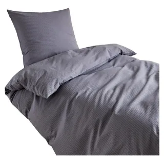 Seersucker Bettwäsche Uni – Leichte Sommerbettwäsche aus 100% Baumwolle – bügelfrei und atmungsaktiv – Kissenbezug 40x80 cm, anthrazit - Grau