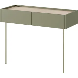 Desin Schminktisch 100 cm mit Schubladen und Metallbeinen | Farbe: Olivgrün/Nagano-Eiche | Größe: 100x83x40 cm - Grün