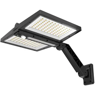 Lumisky 2 x Solar-Spots, 2 Köpfe, schwarz, leistungsstarke Beleuchtung, LED, weiß, Clipper Schwarz, 37 cm, mit Bewegungsmelder schwenkbar