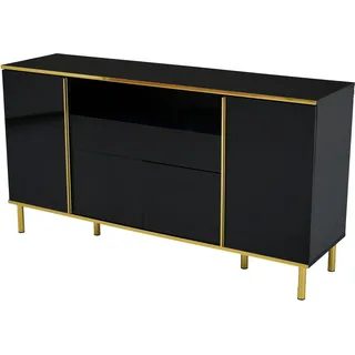 okwish Sideboard mit 1 Schublade Schlafzimmer Wohnzimmer 150x40x80cm Schwarz