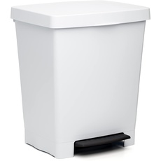 TATAY Mülleimer Küche Cubik, 23L Fassungsvermögen, Einziehbares Pedal, Polypropylen, BPA-frei, 30L Müllsack. Weiß. Maße 33,5 x 30 x 39 cm