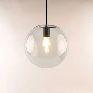 s.luce Orb 1-flg. Ø 30 cm rund Schwarz/Klar Glas