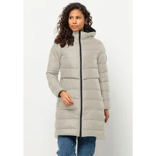 Daunenmantel JACK WOLFSKIN "LENAUPLATZ", Damen, Gr. XXL (48), beige (seal), Obermaterial: 100% Polyamid. Wattierung: 90% Daunen, 10% Federn, hoch geschlossener Ausschnitt, elastischer Bund, Mäntel Daunenmantel, Wärmend, winddicht, Übergangsjacke