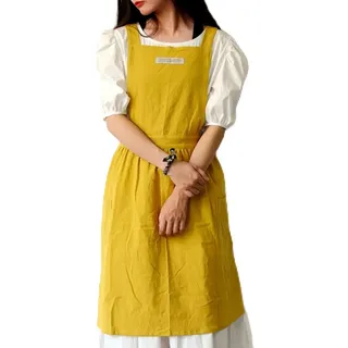 Gaf Nuncew Schürze damen, japanische kochschürze damen, Baumwolle und Leinen, mit gekreuzten Trägern, Lätzchen, einfarbig, Baumwolle, Vintage, Küchenschürze mit 2 Taschen Gartenarbeit, Floristik