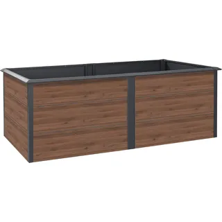 Zelsius Hochbeet für Garten, Anthrazit RAL 7016, 200 x 100 x 77 cm, Walnuss Holzoptik, Gemüsebeet - Grau