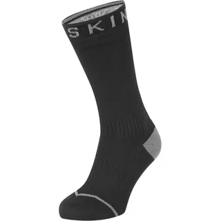 SealSkinz Unisex Allwetter Wasserdichte Socken mit Hydrostop – Mittellang, Schwarz, M, 11100063010, Black / Grey