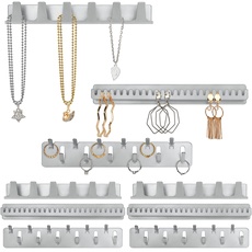 BELLE VOUS 9er Pack Schmuckaufbewahrung Wand aus Metall - Ohrringe Aufbewahrung Set mit 9 Selbstklebenden Haken & Stiften - Für Ketten, Ringe, Armbänder & Ohrringe Aufbewahrung