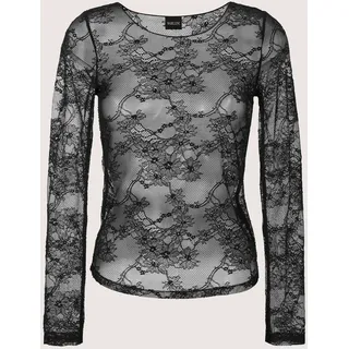 Langarmshirt MADELEINE "Mesh-Top Elegantes Rundhals-Oberteil aus feinem Netz", Damen, Gr. 38, schwarz, Obermaterial: 85% Polyamid PA. 15% Elasthan EL., Modern, Shirts Langarmshirt