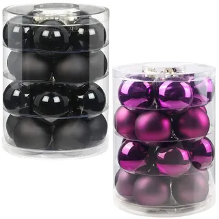 Inge Glas Magic 40 Weihnachtskugeln im Set | Echtglas-Christbaumkugeln in besonderen Farben | Hochwertiger Christbaumschmuck (Mystic Moments | schwarz mit lila)