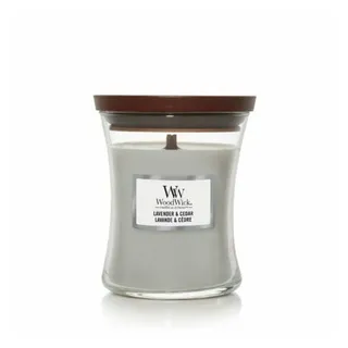 Woodwick Lavender & Cedar Duftkerze 275 g weiß