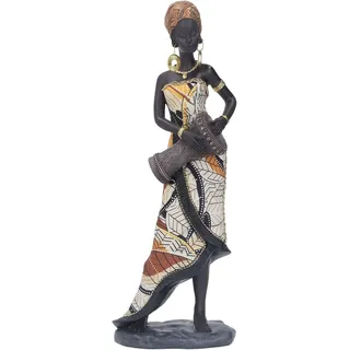 Tissting Afrikanische Kunst Trommel Figur 30cm Harz Lady Musiker Aussehen Deko Statue Handgefertigt Afrika Weibliche Schlagzeuger Skulptur für Schreibtische Dekoration, Sammlung Geschenke