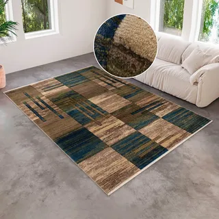 OTTO home Teppich "Beliz" rechteckig 9 mm Höhe mit Konturenschnitt, Kurzflor, 3D-Design, mit Fransen, Wohnzimmer, moosgrün