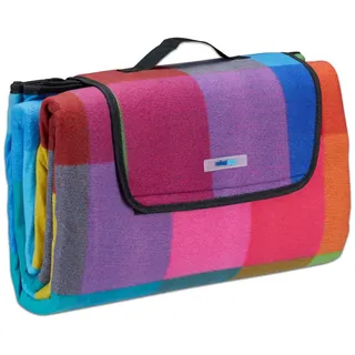 Relaxdays Picknickdecke , Multicolor , Textil, Metall , 200x200 cm , Teppiche und Böden, Terrassenböden & Balkonböden