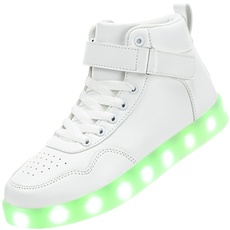 APTESOL Kinder LED Schuhe High-Top Licht Blinkt Sneaker USB Aufladen Shoes für Jungen und Mädchen [Weiß, EU40]