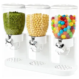 YuLiMirich Cereal Dispenser 2L Dreifacher Müsli Verteiler für die Arbeitsplatte, Müslispender 3er Set Luftdichte Behälter für Müsli, Reis, Körner, Süßigkeiten, Kaffebohnen