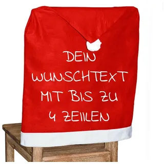 Santa Magix Stuhlhusse Stuhldeko Personalisierte Weihnachtsstuhlhusse - Stuhlbezug mit Wunschtext bis zu 4 Zeilen - Festliche Stuhldekoration für Weihnachten