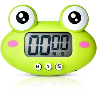 Eieruhr Kurzzeitwecker Magnetisch, Niedliche Cartoon-Tier-Digital-Timer, Countdown-Timer LCD-Display für Küche, Kochen, Backen(Grün)
