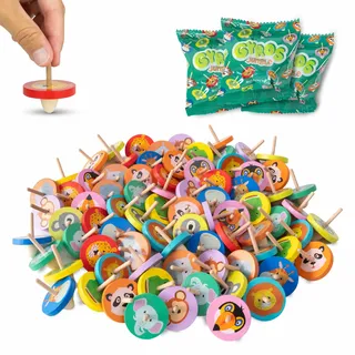 BONNYCO Kreisel für Kinder, Stück 80 Mitgebsel Kindergeburtstag Gastgeschenke. Kleine Geschenke für Kinder, Mitbringsel Kindergeburtstag. Mitgebsel Set, Give Aways. Pinata Füllung, Kreisel Holz