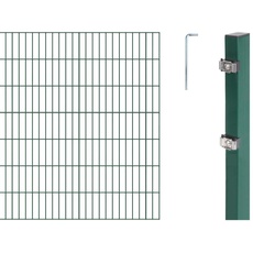 Alberts 653866 Doppelstabmattenzaun als 8 tlg. Zaun-Komplettset | verschiedene Längen und Höhen | grün | Höhe 140 cm | Länge 6 m