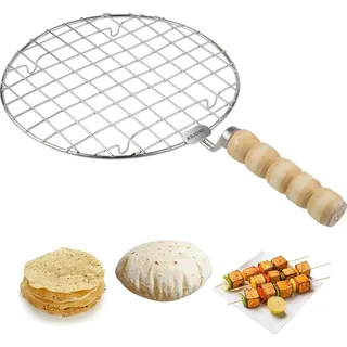 Edelstahl-Dampfgarer mit Holzgriff - Multifunktionaler Grillrost - Runde Form