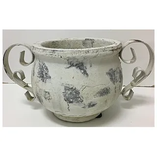 Keramik Topf Valo creme antik weiß groß D 14 cm