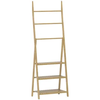 Homcom Badregal Bambus Naturholz , Naturfarben , Bambusholz , 3 Fächer , 30x153x53.5 cm , Badezimmer, Badezimmerregale, Badregale