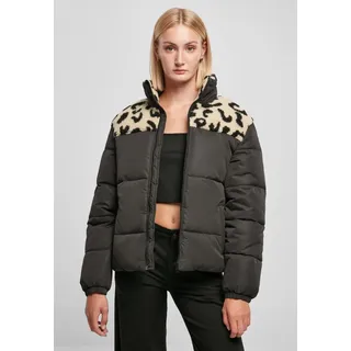 URBAN CLASSICS AOP Sherpa Mixed Puffer Jacket black/sandleo XXL - Sand Leo - 2XL