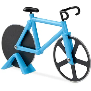 Relaxdays Fahrrad Pizzaschneider Edelstahl blau