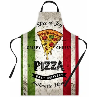 PBAHAUP Pizza Schürze, Lustige Küchenschürze Herren im Italien Design, Pizzabäcker Kostüm Grillschürze für Männer und Frauen