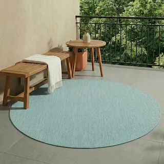 Outdoor Teppich Rund - Costa Turkis - Ø 200 cm - Balkon, Garten, Terrasse - FRAAI | Home & Living. - Boho, Klassik, Industrielle, Ländlich, Modern, Skandinavisch - Blau, Türkis