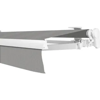 SOLUNA Gelenkarmmarkise Proof 4x3,5 Stoff Dessin 8396 Gestell RAL 9010 reinweiß