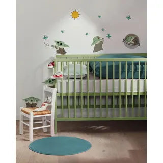 KOMAR Wandtattoo Star Wars The Mandalorian Grogu Sunshine - Größe 50 x 70 cm - Wandsticker, Kinderzimmer, Wanddekoration, Braun,grün