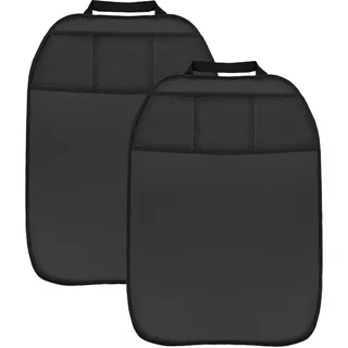 L&P A081S2 2 Stück Rückenlehnenschoner Rückenlehnenschutz Sitzschoner Rückenlehne Auto Kinder Lehnenschutz Hecksitzschoner Sitz Kunstleder Schwarz 3 Taschen Organizer Schutz für Autositz Sitzlehne