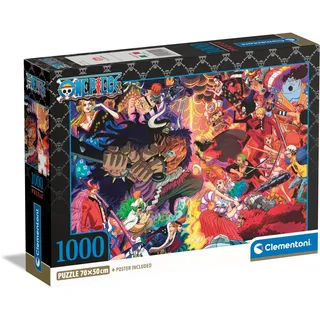 CLEMENTONI One Piece Puzzle 1000 Teile mit Poster - Legespiel für Manga & Anime Fans - für Erwachsene und Kinder ab 9 Jahren, 39922