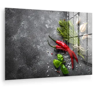 MuchoWow Acrylglasbild Pfeffer - Kräuter - Gewürze - Beton Wanddeko 60x40 cm , Dunkelgrau , Glas , Rechteckig , 60x40 cm , Bilder & Rahmen, Bilder, Acrylglasbilder