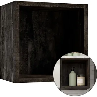 Badezimmer Wandregal, quadratisch SOFIA-107 in Beton Dunkel, B/H/T: ca. 30/30/20 cm - Grau