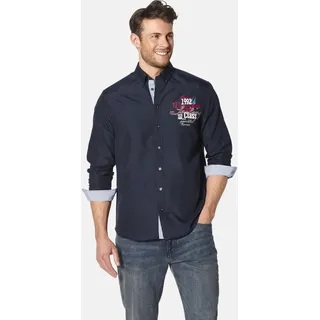 Langarmhemd BABISTA "Hemd LUCIDORO", Herren, Gr. XL, weit, blau (dunkelblau), Obermaterial: 100% Baumwolle CO., Hemden Langarmhemd, mit Kontrastbesätzen