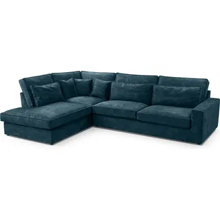 MEBLITO Sofa Big Sofa Ecksofa Satia Mini L Form Funktionssofa Wohnlandschaft Design Couch Seite Links  Blau (Palladium 13) - Blau