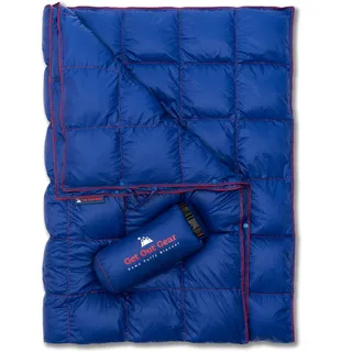 get out gear Daunen-Campingdecke blau/rot 650 Füllkraft