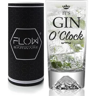 FLOW Barware Gin-Glas, 360 ml, hohes Gin-Glas für Männer/Frauen, mit einzigartigem schwerem Boden, Gin-Glas-Geschenkset, hohe Gin- und Tonic-Highball-Gläser