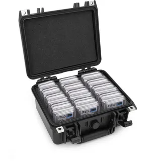 CASEMATIX Abgestufte Münztasche, kompatibel mit 40+ PCGS oder NGC Münzplatten, wasserdichte Münzaufbewahrungsbox mit anpassbarem SchaumstoffInnenfutter, passt auf die meisten Münzhalter für Sammler