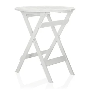 Gardenson Gartenklapptisch , Weiß , Kunststoff , rund , 62x70x62 cm , klappbar , Gartenmöbel, Gartentische, Balkontische