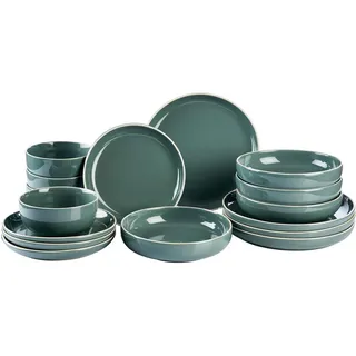 Novel Kombiservice , Blau , Keramik , 16-teilig , Uni , 680 ml , Lfgb , lebensmittelecht , Geschirr, Geschirrsets, Kombiservice