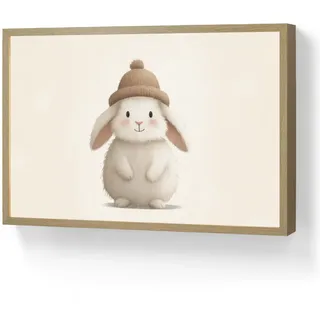 OnlyWow Nachttischlampe MIT Akku Kaninchen - Hut - Ohren - Beige 60x40 cm , Creme , Holzwerkstoff , Rechteckig , LED integrated , 60x40x8 cm , Lampen & Leuchten, Innenbeleuchtung, Nachtlichter