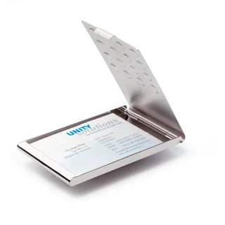 Durable Visitenkartenspender Business Card Box Chrome, 1 Stück, silber,