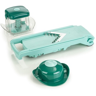 Genius Nicer Dicer Fusion Slicer Set Speed Gemüseschneider Gurkenhobel - Verstellbarer Hobel mit V-Klinge aus Edelstahl - Mandoline mit Julienne-schneider