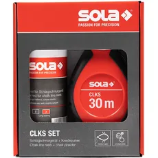 SOLA CLKS Schlagschnur Set Rot - 30 m Markierschnur mit Kreide ROT 230 g im praktischen Set - schneller Schnureinzug durch 6:1 Getriebe - großes und robustes Kunststoffgehäuse
